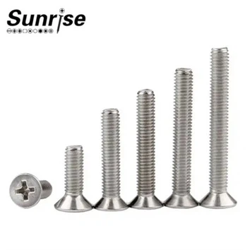 Tornillo de máquina ahuecado cruz de cabeza plana con accionamiento Phillips DIN965 SS316