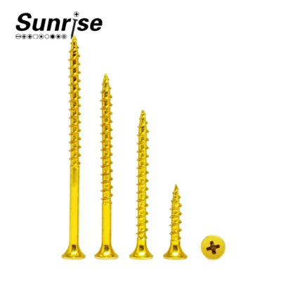 Tornillo principal avellanado ahuecado cruzado plateado cinc amarillo del tablero de partículas